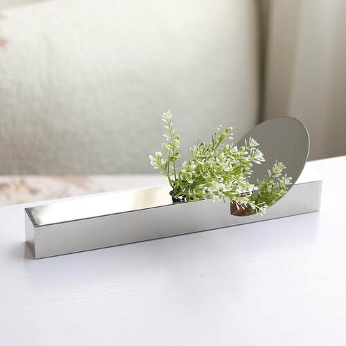 极简轻奢圆片几何不锈钢金属花插样板间餐厅客厅玄关桌面花器摆件