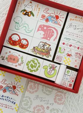 【40%off】日本beverly 2025年蛇年限定新年祝福手帐装饰木质印章