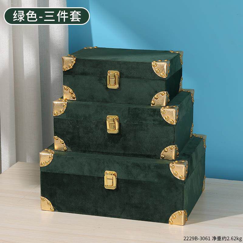 高档意高档荷兰创绒桌面收盒纳项链珠宝木首饰盒网红复古储质物箱