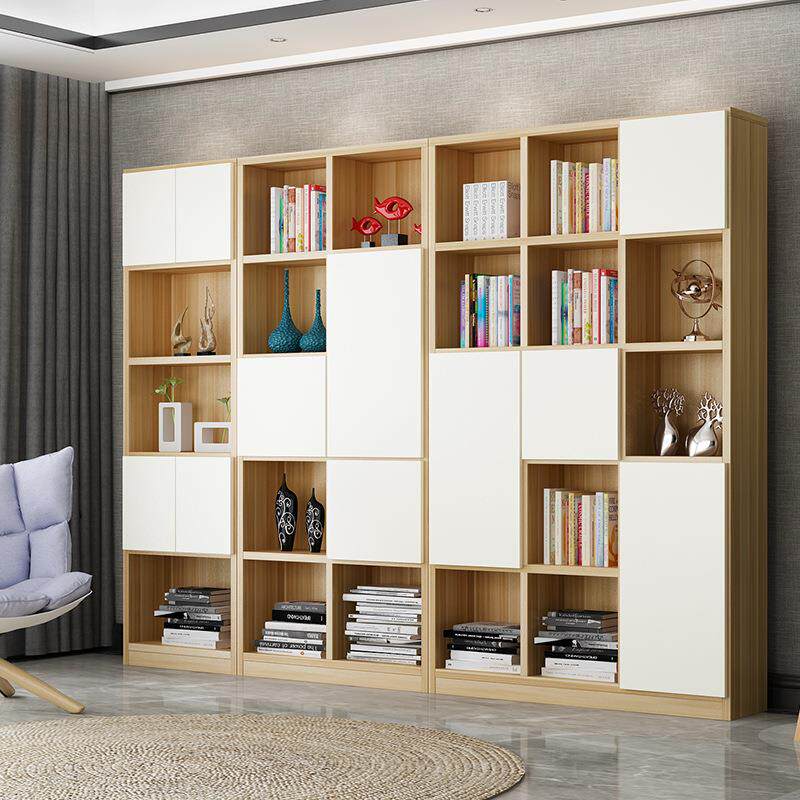 自由组合书柜简易书架置物架带门储物柜简约现代格子柜落地书橱