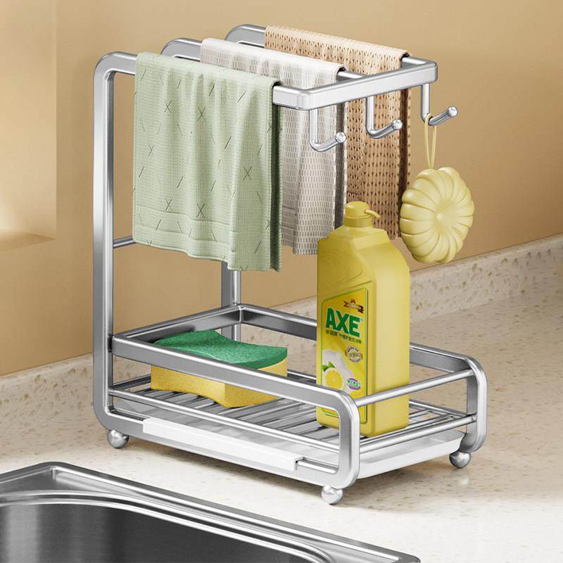 不锈钢抹布架免打孔厨房置物架台面壁挂专用洗碗布海绵毛巾沥水架,厨房/烹饪用具,抹布架/厨房清洁收纳架,淘宝优惠券,粉丝福利购,淘宝优惠卷