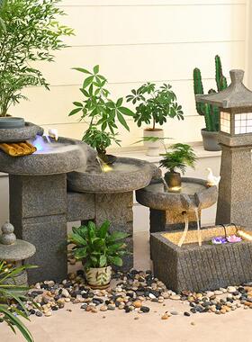 大型田园流水石磨摆件中式庭院鱼池客厅循环水家居喷泉办公室景观