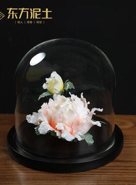 东方泥土《牡丹花》中式陶瓷手工捏花艺术摆件家居彷真花桌面饰品