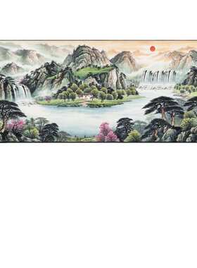 中式客厅装饰山水挂画办公室字画国画沙发背景墙面壁画大气风景画