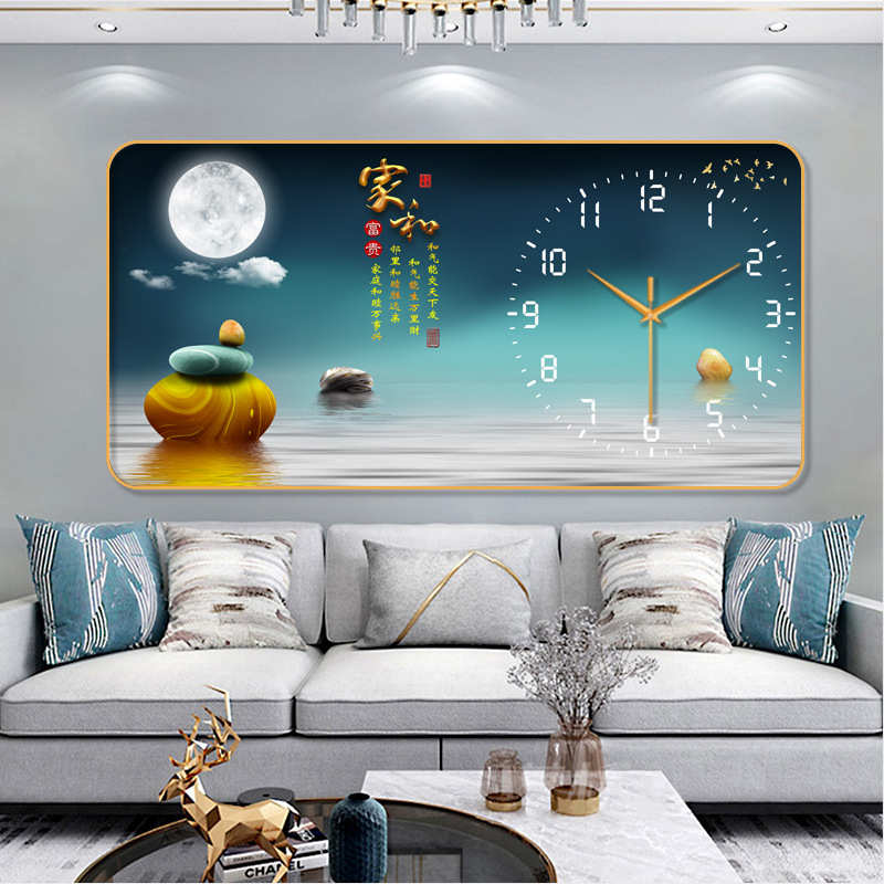 【30厘米*60厘米】 装饰画轻奢静音时钟现代挂钟客厅家用餐厅挂画