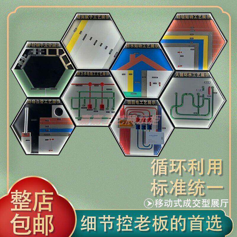 六边形多功能水电木瓦油装修工艺工法展柜工程模块可个性尺寸