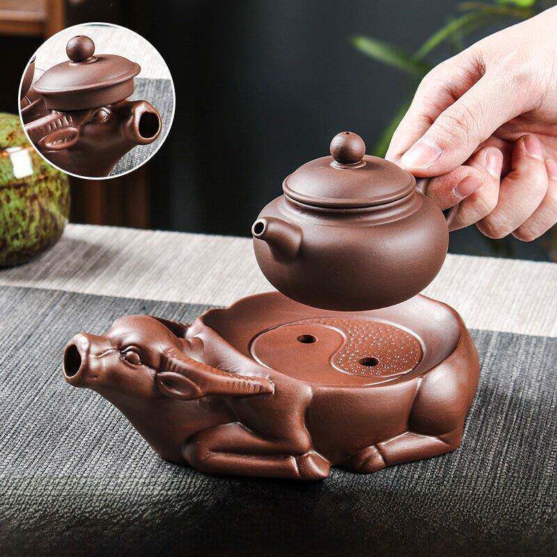 紫砂壶垫可排水壶承肥牛茶壶托功夫茶具配件陶瓷底座可储水茶杯垫