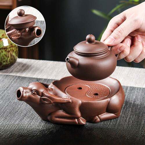 紫砂壶垫可排水壶承肥牛茶壶托功夫茶具配件陶瓷底座可储水茶杯垫