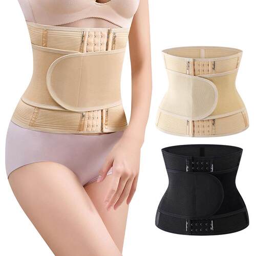 Double layer adhesive plastic waistband, compression