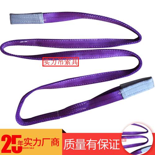 1T*5M紫色扁平吊装带高强度两头扣涤纶吊带工业吊车起重吊索具