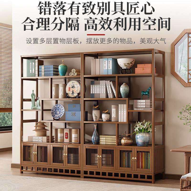 博古实木新中式茶室架置物架茶具茶架叶2025-10展示柜客厅多宝阁