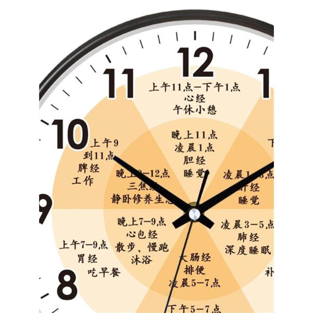 中医睡觉时间挂钟理疗挂钟养生馆十二时辰静音钟表子午流注挂表