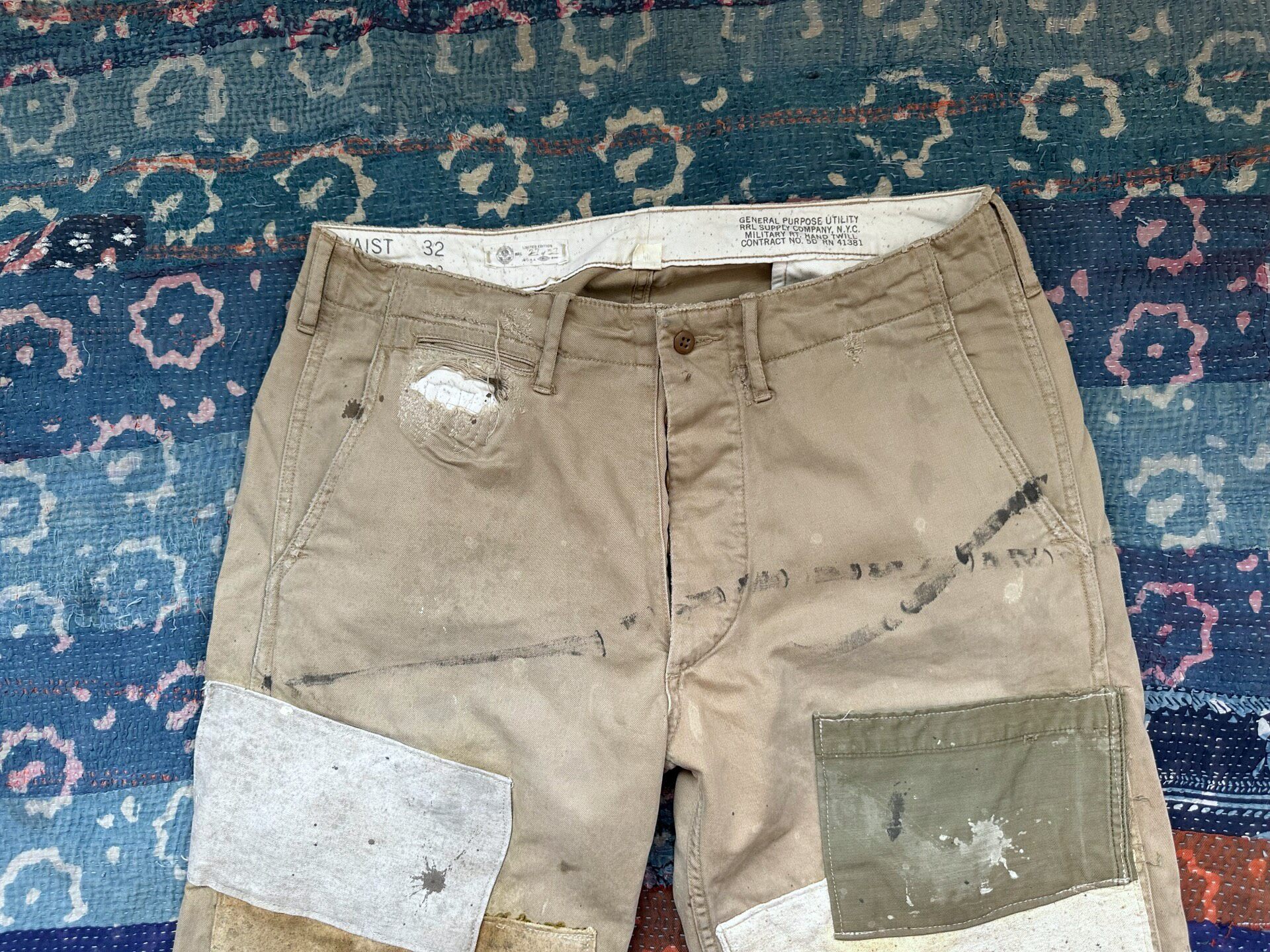 RRL Limited Patchwork Straight-Leg Pants — back