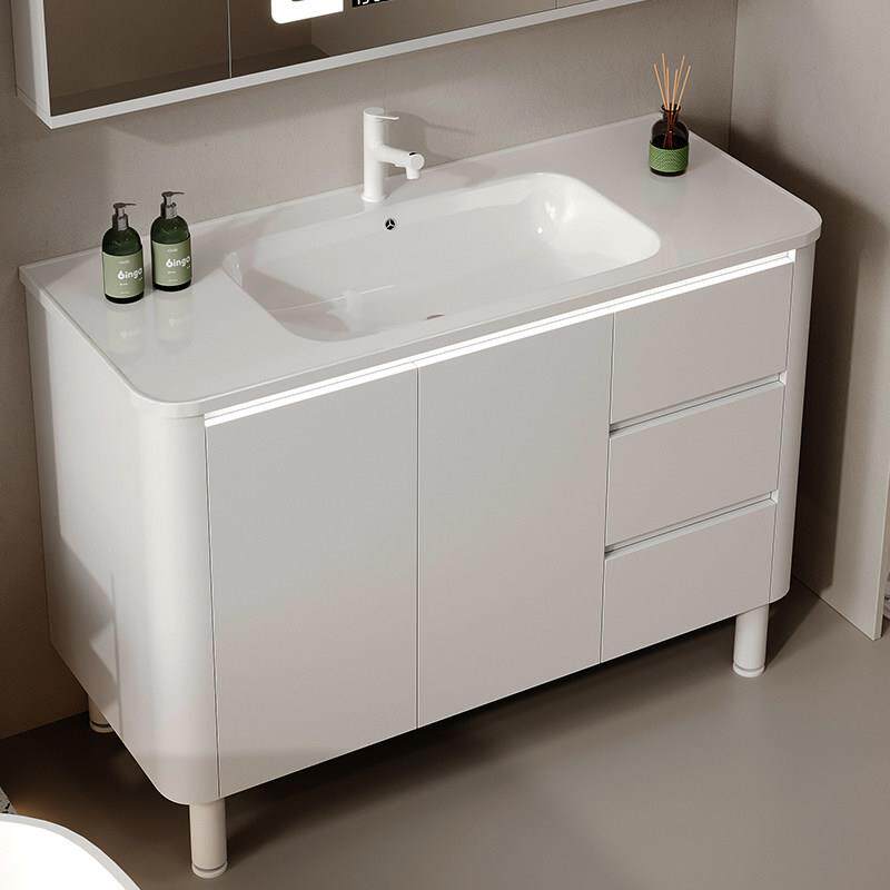 落地浴室柜下半部分单独柜体不带镜子陶瓷一体盆洗手脸盆柜洗漱台