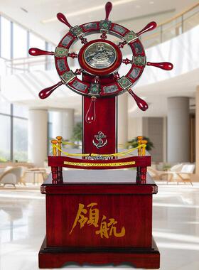 开业礼品领航舵摆件木质舵手船舵落地乔迁送礼办公室客厅装饰舵盘
