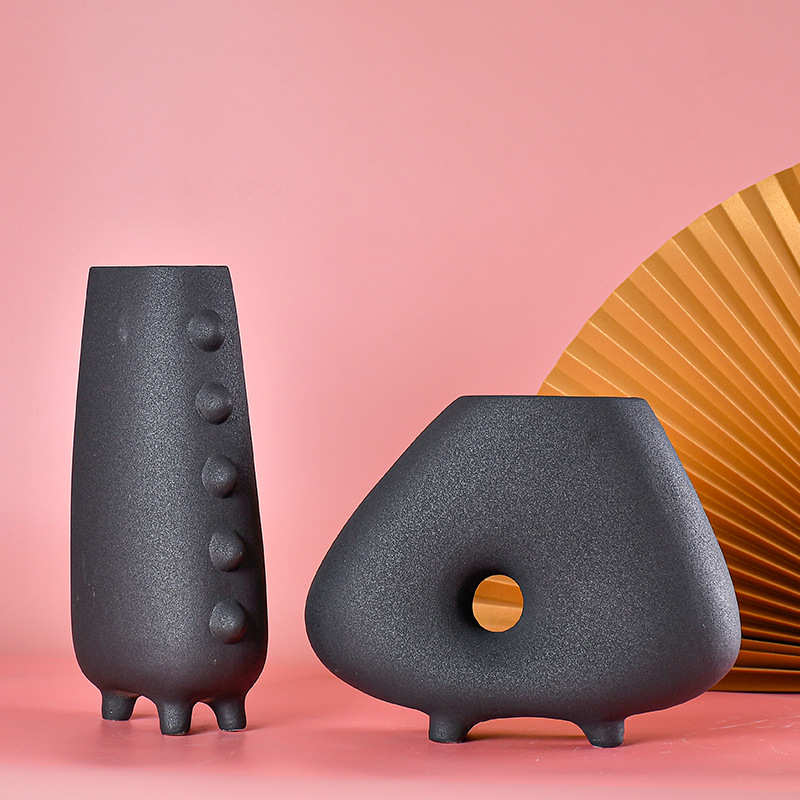 新中式现代简约创意台面陶瓷花瓶样板房酒店会所软装饰品摆件新品