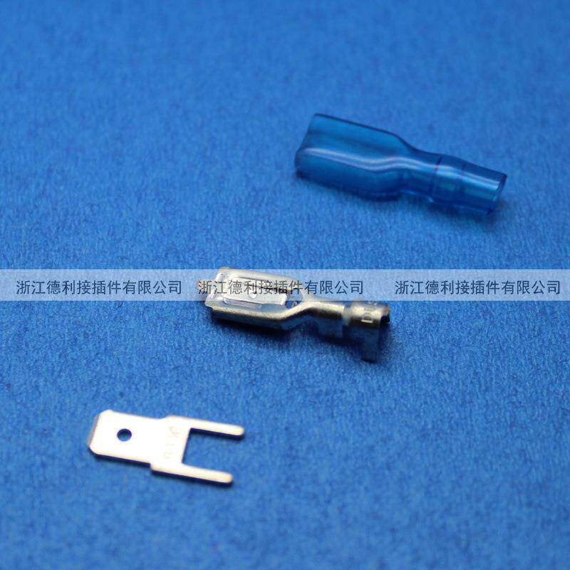 4.8带锁插簧端子系列PCB插片连接器187直插1套插簧+护套+插片