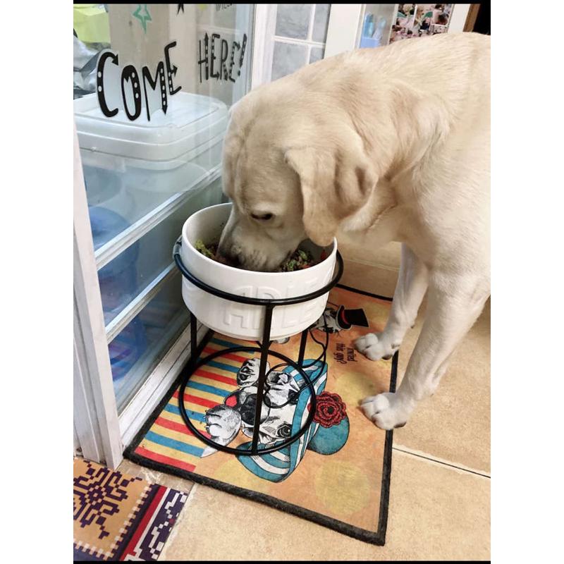 狗碗狗盆铁艺大型犬护颈防打翻狗盆狗碗陶瓷高颜值狗食水盆狗碗架