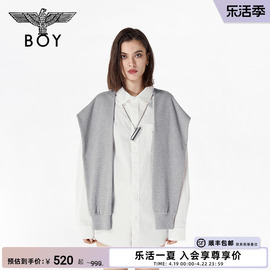 boylondon潮牌长袖衬衫男女同，款华夫格拼接烫银假两件外套n21002