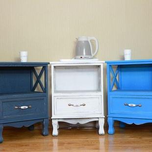 整装 实木床柜简约现代欧式 床复古做旧收纳柜物储 边1519乡村式 美式