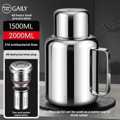 贵人纯正全钢保温水壶，大容量316不锈钢户外家用便携热炖茶壶