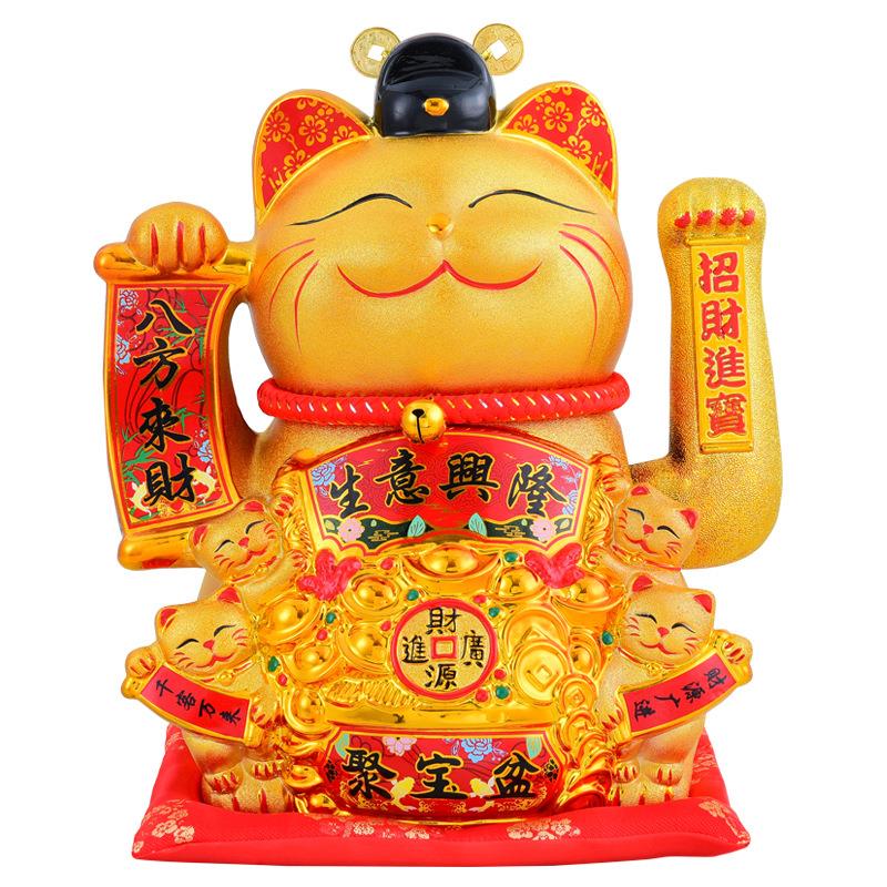 正顺陶瓷厂家金色招财猫电动摇手店铺开业摆件创意礼品