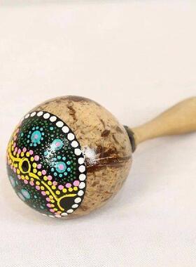 J1HE Wooden Maracas Coconut for Shell Sand Hammer Shaker