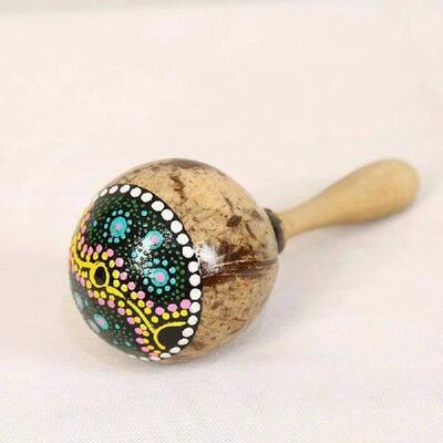J1HE Wooden Maracas Coconut for Shell Sand Hammer Shaker
