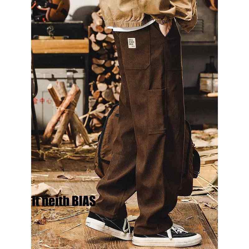 it neith BIAS美式覆古木棉绒休闲裤男宽松灯芯绒裤子春秋直筒裤
