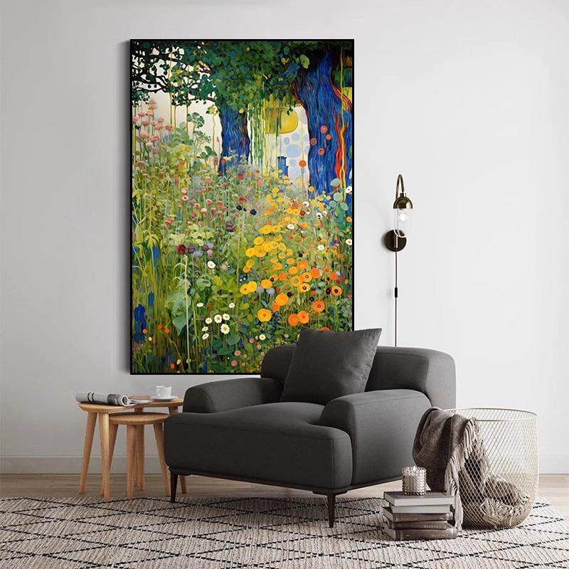 现代高清喷绘客厅装饰画小清新花卉挂画小众艺术客餐厅竖版挂画