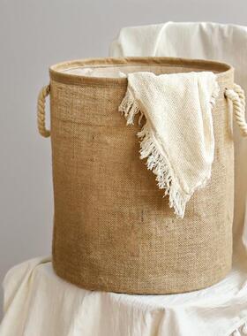 Cotton and linen laundry basket with cotton rope handles, us