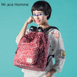 Mr.ace homme书包大学生女印花双肩包韩版学院风电脑逛街旅行背包