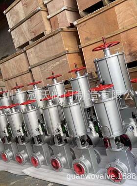 GJ641X-10C气动法兰管夹阀 带手动装置气动不锈钢铝合金管夹阀