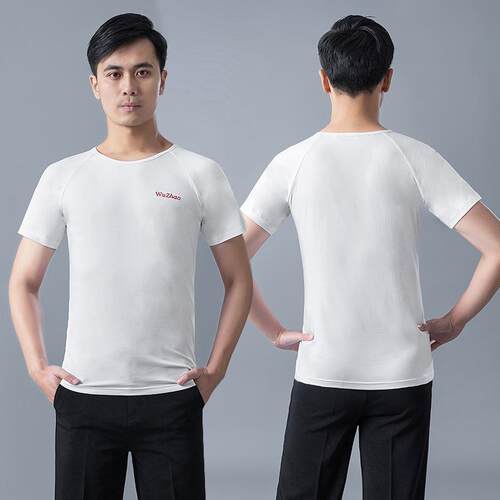 夏季新款拉丁舞服装男士新款摩登舞交谊舞广场舞蹈练功服短袖T恤