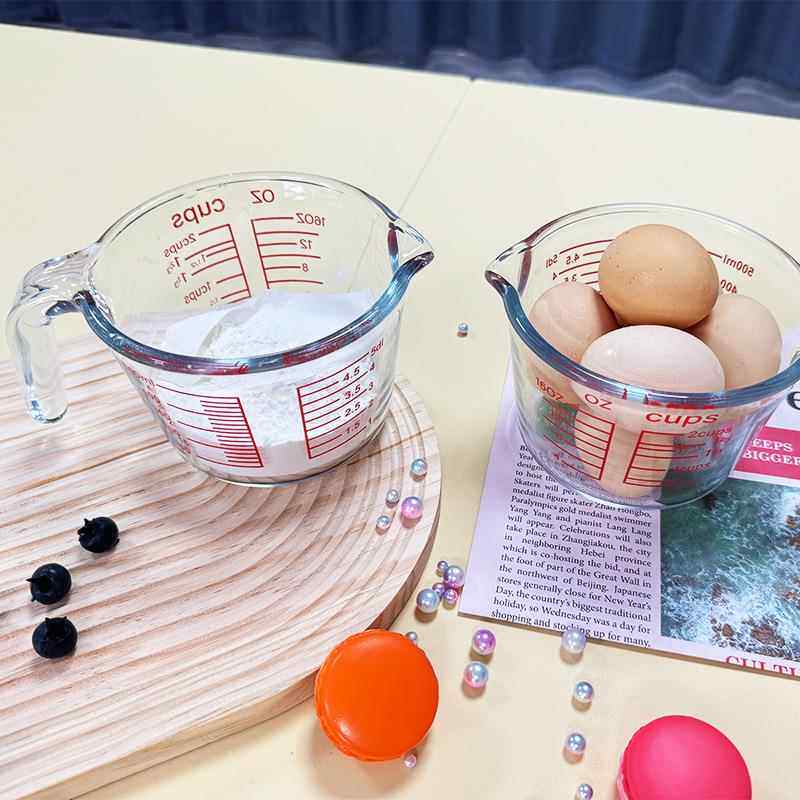 量杯带刻度毫升家用耐高温大容量打蛋烘焙计量刻度牛奶杯子玻璃杯
