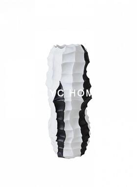 意式简约白插干瓶花器摆黑售楼部EWR酒店客件厅茶几花餐厅桌面装