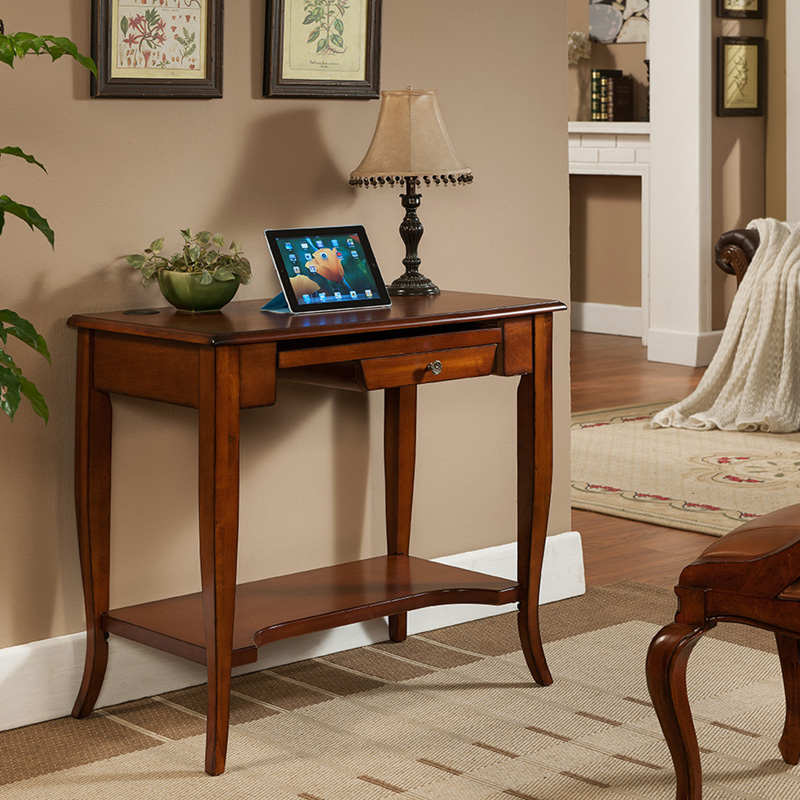 实木电脑桌美式书桌办公抽屉学习桌椅学习写字桌学生台式电脑桌