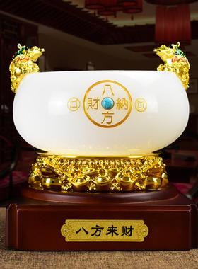 高档聚宝盆摆件琉璃办公室桌面酒柜前台创意工艺装饰开业商务礼品