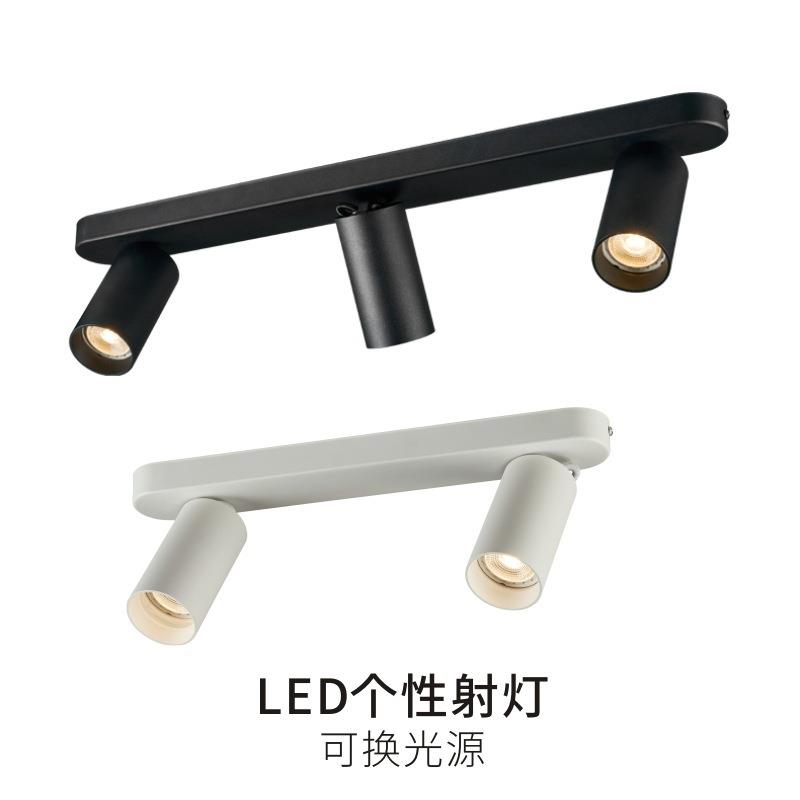 三头射灯明装吸顶防眩光多头轨道灯客厅卧室过道长条线性免导轨灯