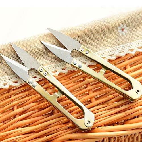 Solid Color U-shaped Small Sewing Scissors, Stainless Steel