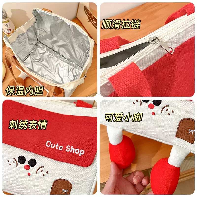 可爱饭盒手提袋子学生上班族午餐带饭保温袋便当包外出便携野餐包