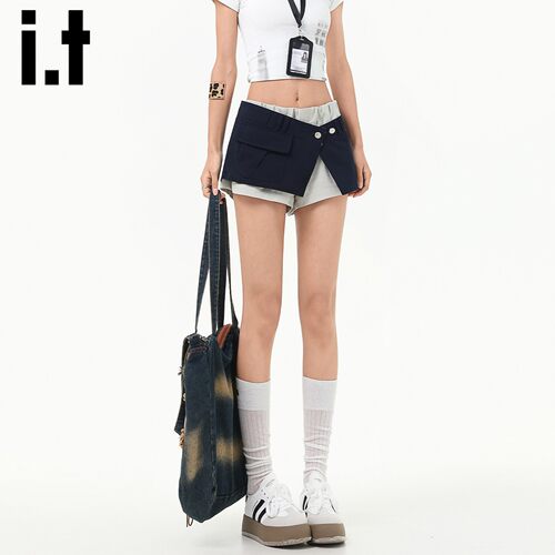 it:CHOCOOLATE藏蓝休闲短裤女2026新款夏季低腰屁帘辣妹外穿热裤