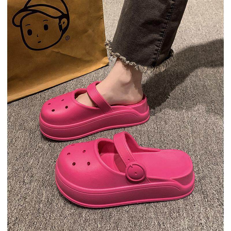Croc鞋女士2024新网红厚底增加软底包头夏季外套海滨沙滩凉鞋