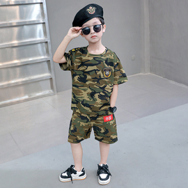 儿童迷彩服夏季套装男童军训特种兵，军衣服运动会夏令营海军表演服