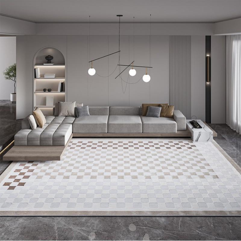 宇秀2023经典棋盘格地毯现代简约轻奢客厅沙发卧室床前毯茶几地垫