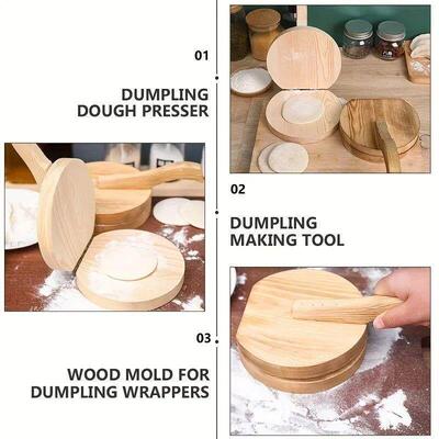 1pc Wooden Manual Dough Press Roller, Corn Tortilla Dumpling