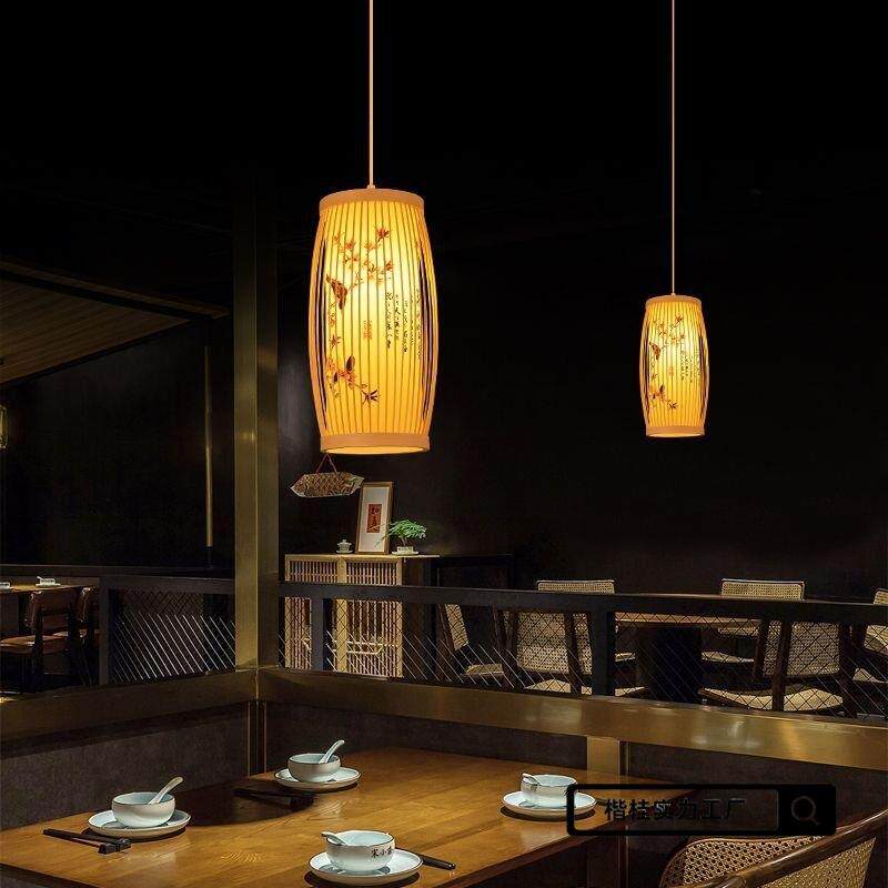 竹编吊灯中国风茶室民宿饭店客厅新中式灯笼火锅店饭厅竹艺灯具