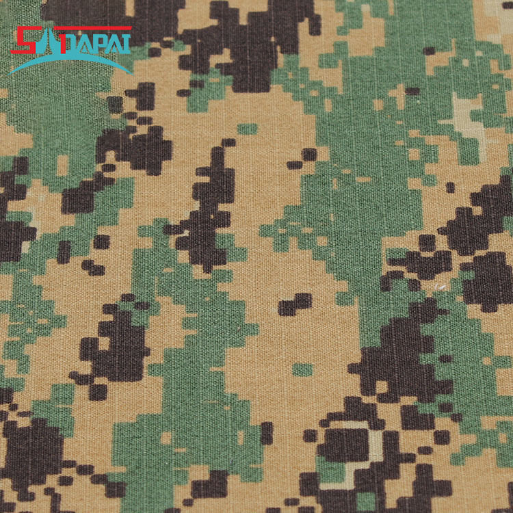 2020供应tc涤棉格子纹迷彩印花防水布 户外运动部队服装面料