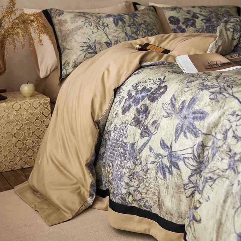 奢美式100S长绒棉磨毛四件套冬厚保轻暖全棉纯棉超加柔床上J用秋