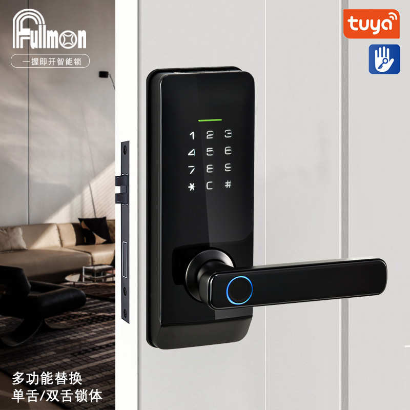 智能跨境公寓室内出租电子锁指纹锁多功能批发家用房门密码锁木门